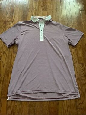 Greyson Trump National Golf Course Red White Striped Polo Sz XL